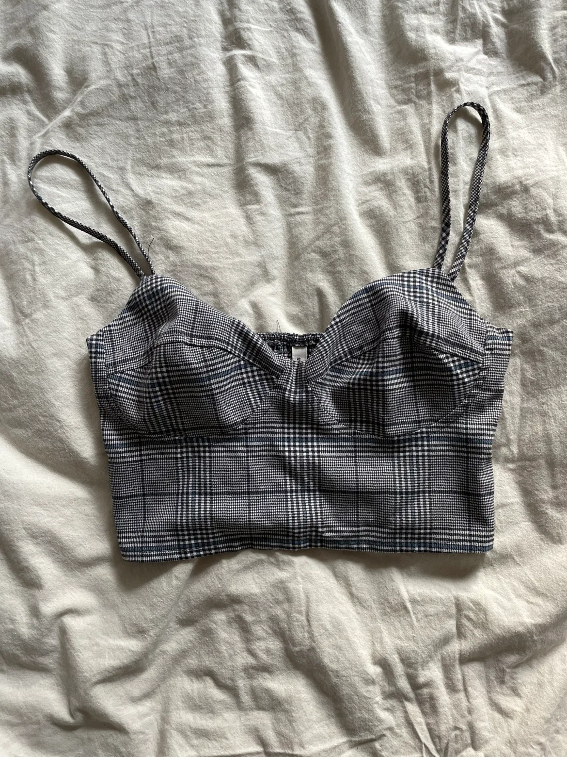 Grey Checkered Crop Top thumbnail