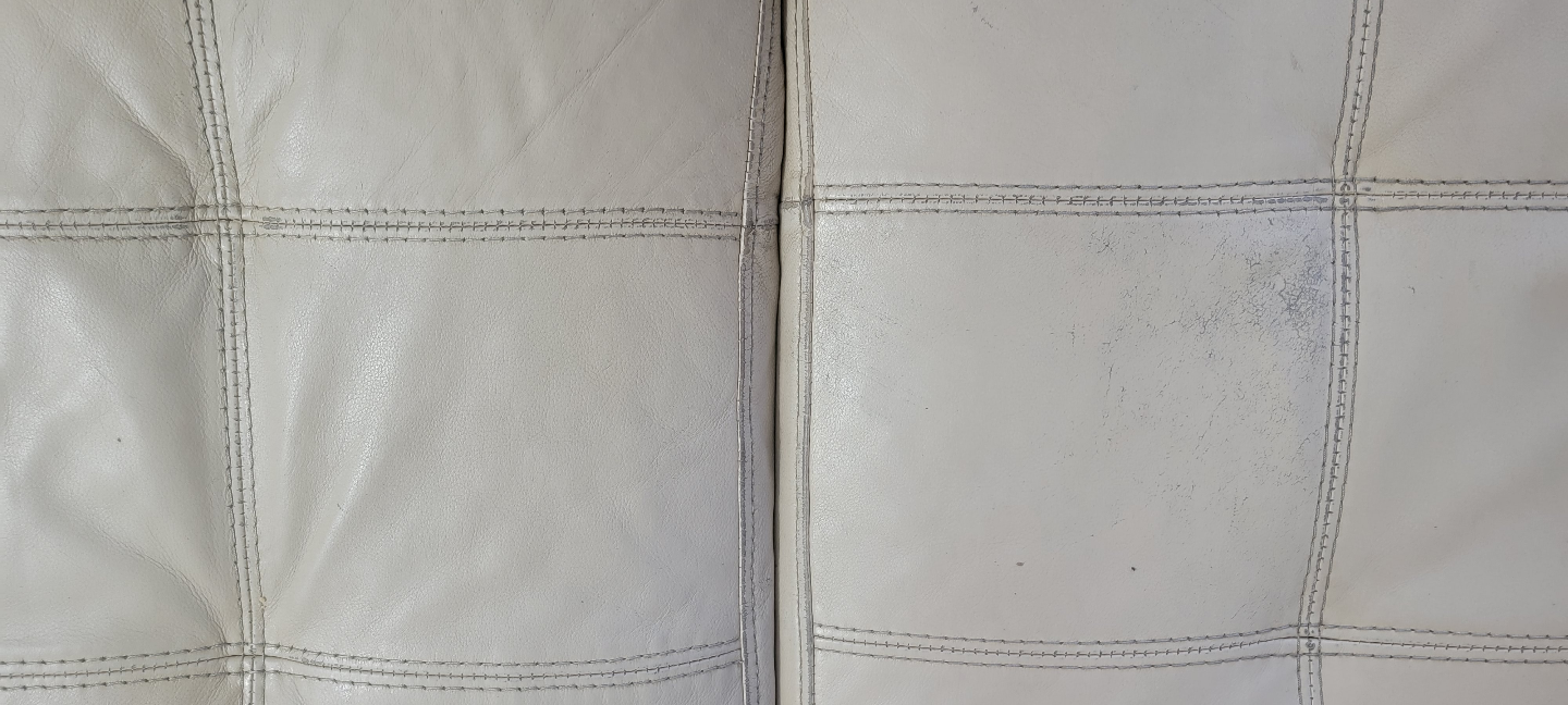 Cream Leather Loveseat - photo 3
