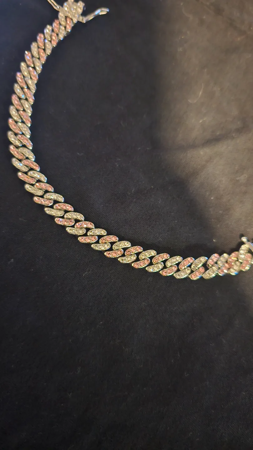 Pink and White  Cuban Link Bracelet image indicator(2)
