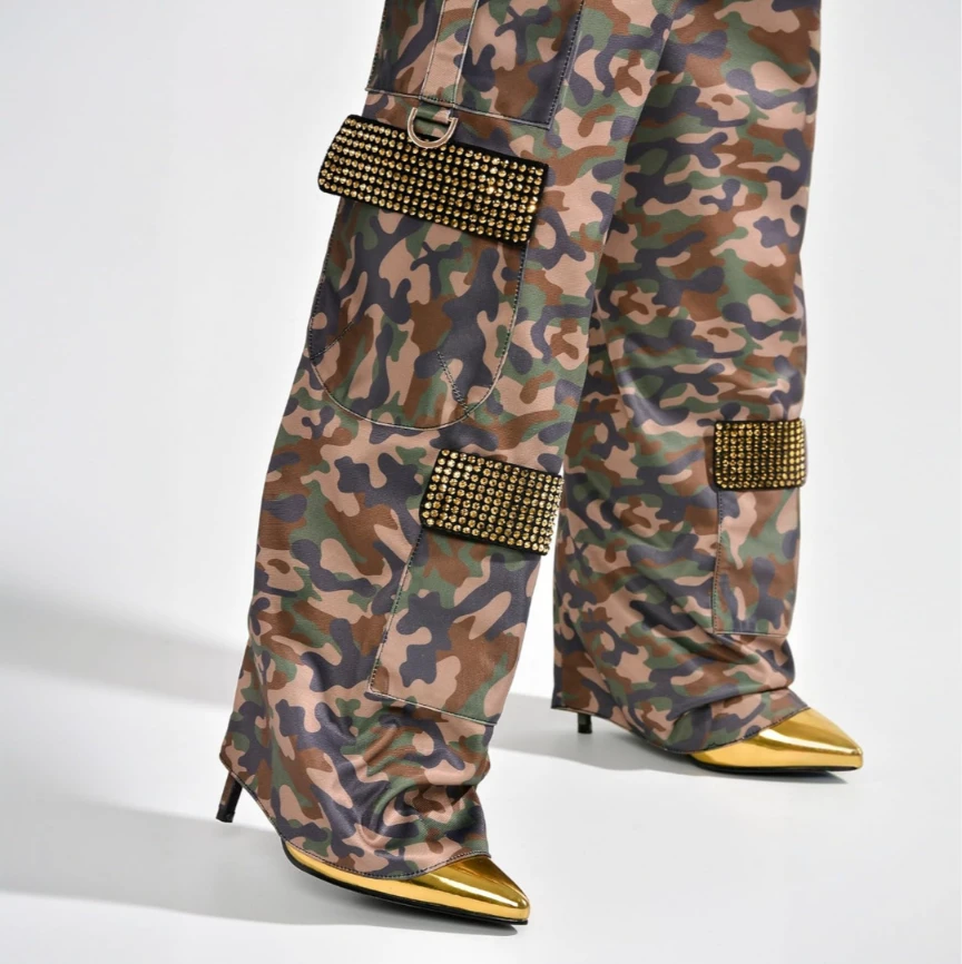 New!!! Camouflage Knee-High Boots with Gold Accents - photo 3