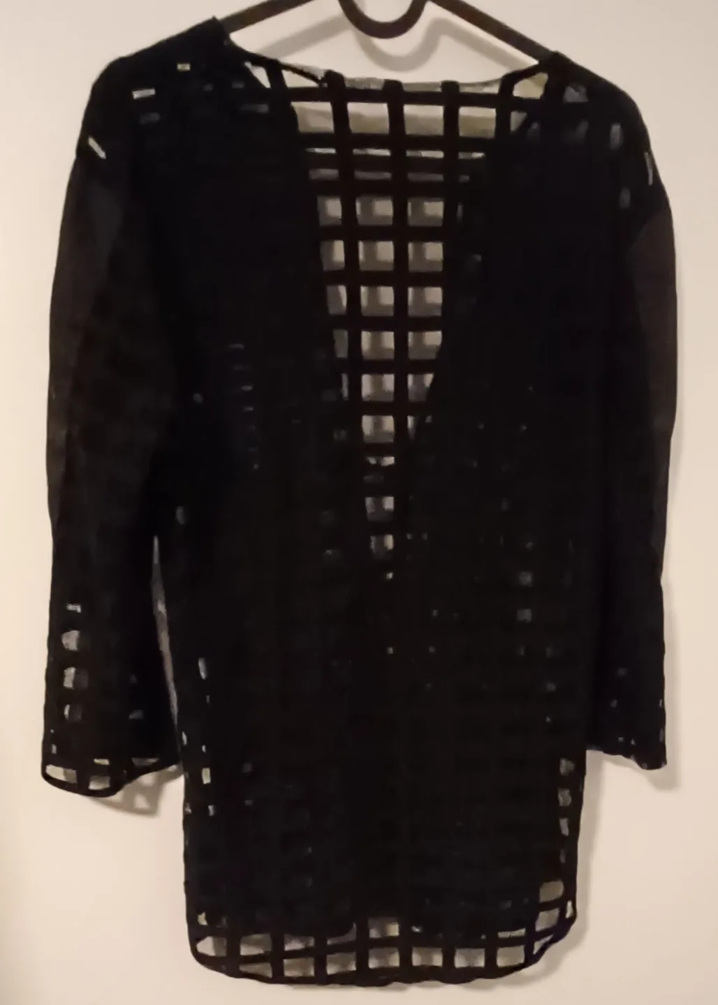 Black Sheer Grid Cardigan image indicator(2)