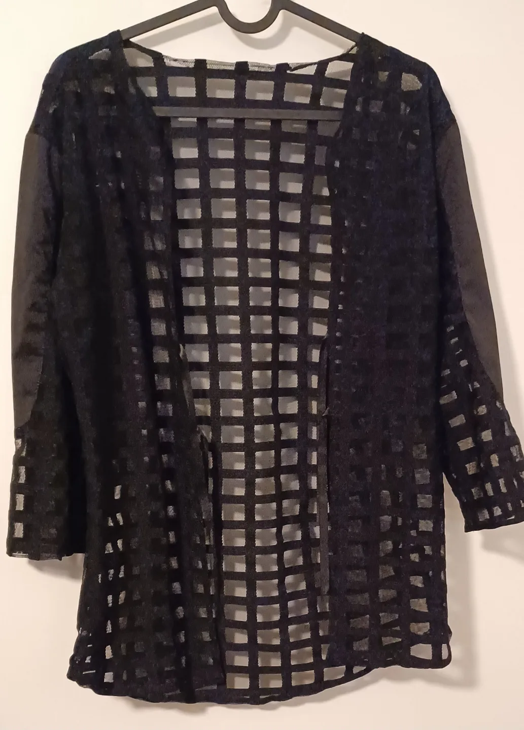 Black Sheer Grid Cardigan image indicator(3)