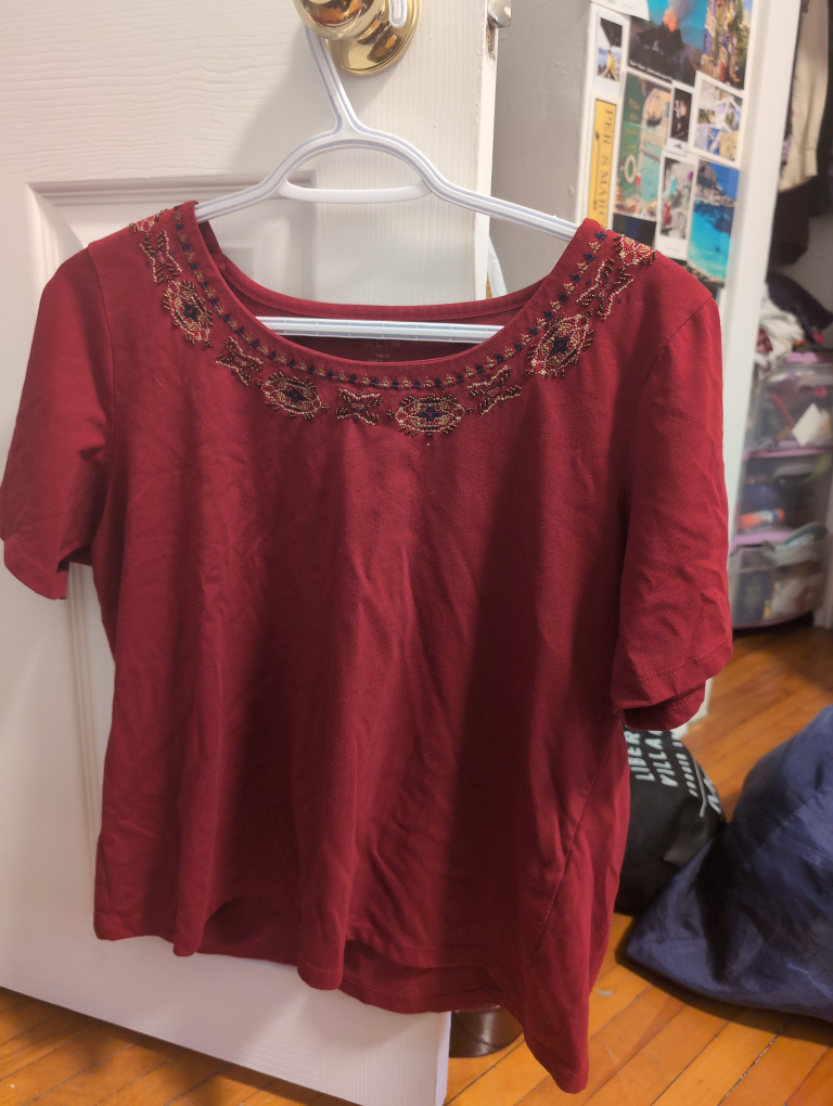 Burgundy Beaded Blouse