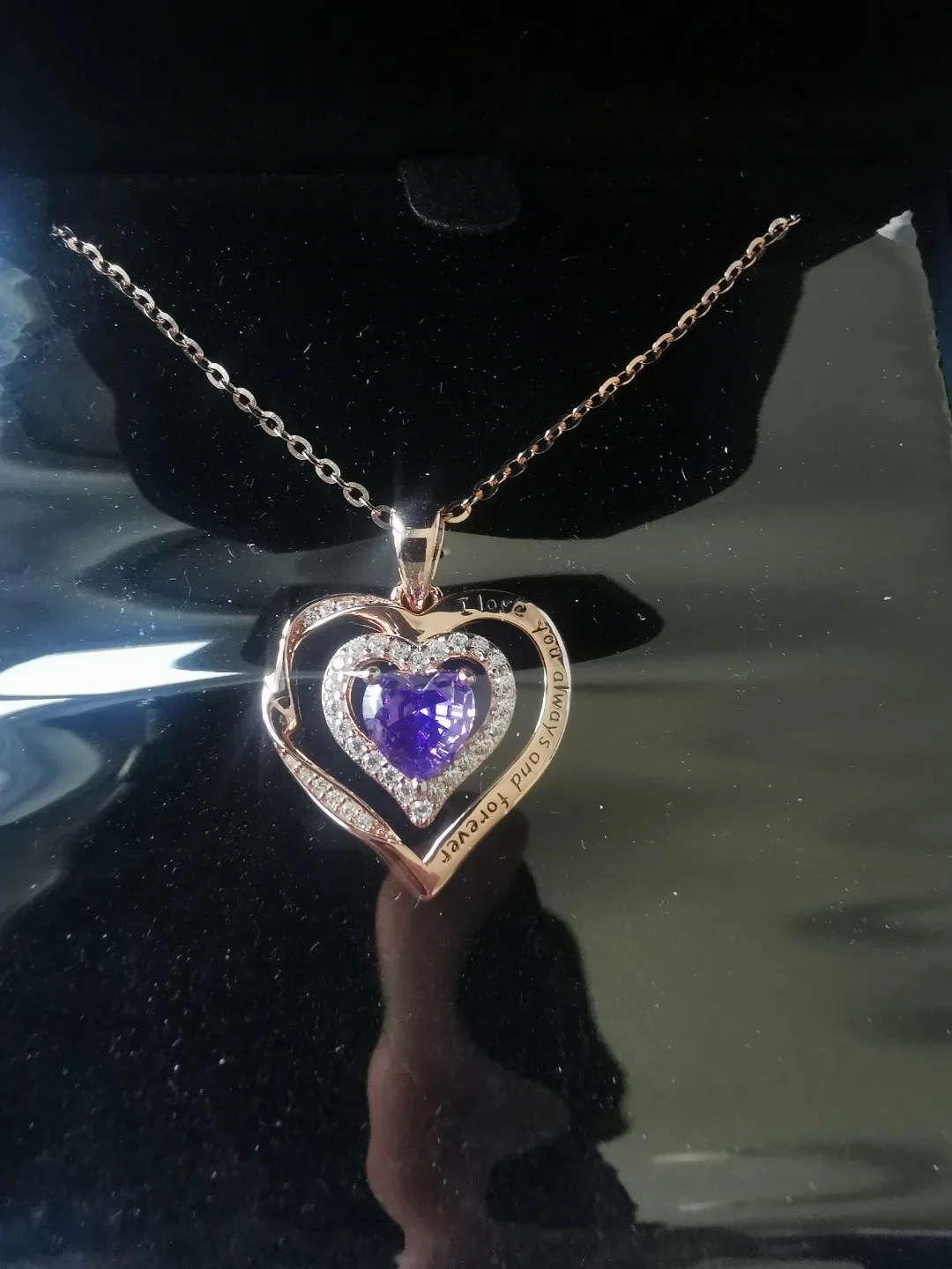 925 SILVER HEART SHAPE ROSE GOLD NECKLACE image indicator(10)