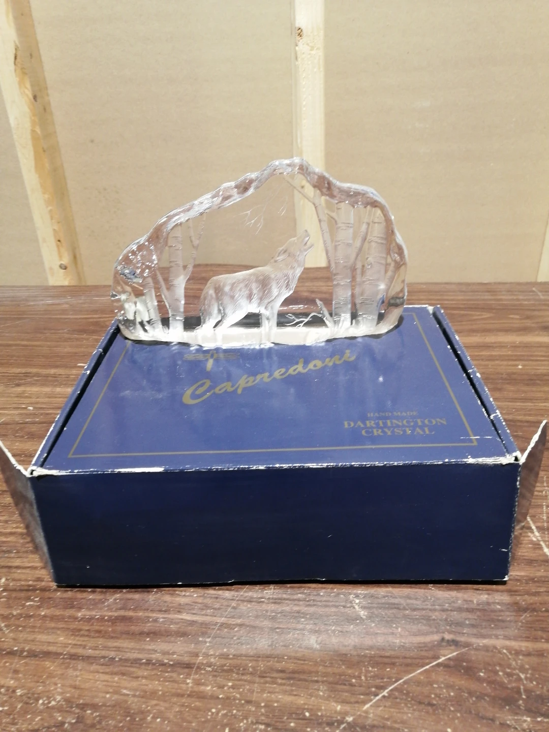 Handmade Dartington Crystal Wolf Sculpture