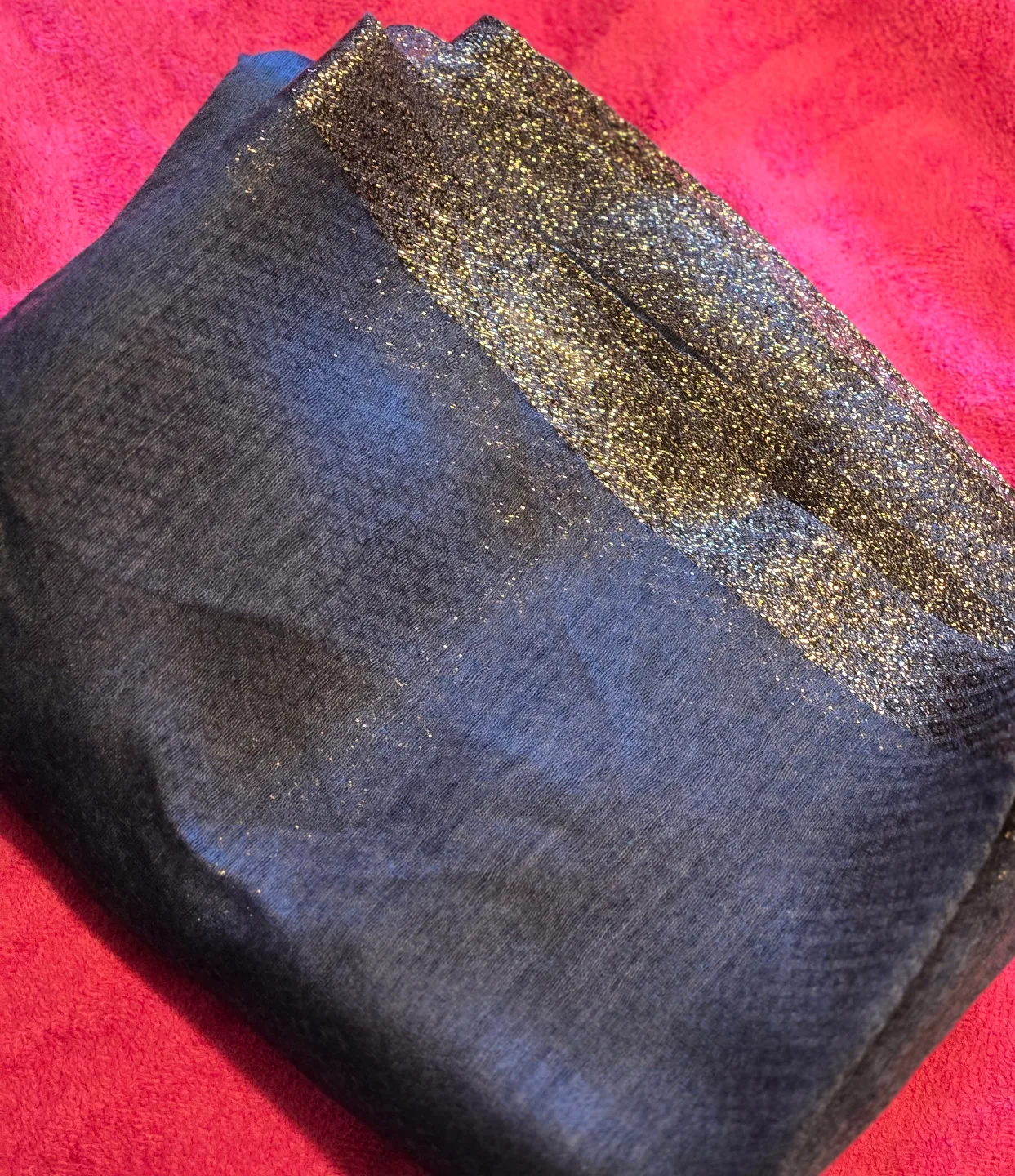 Dark Blue and Gold Shimmering Scarf thumbnail