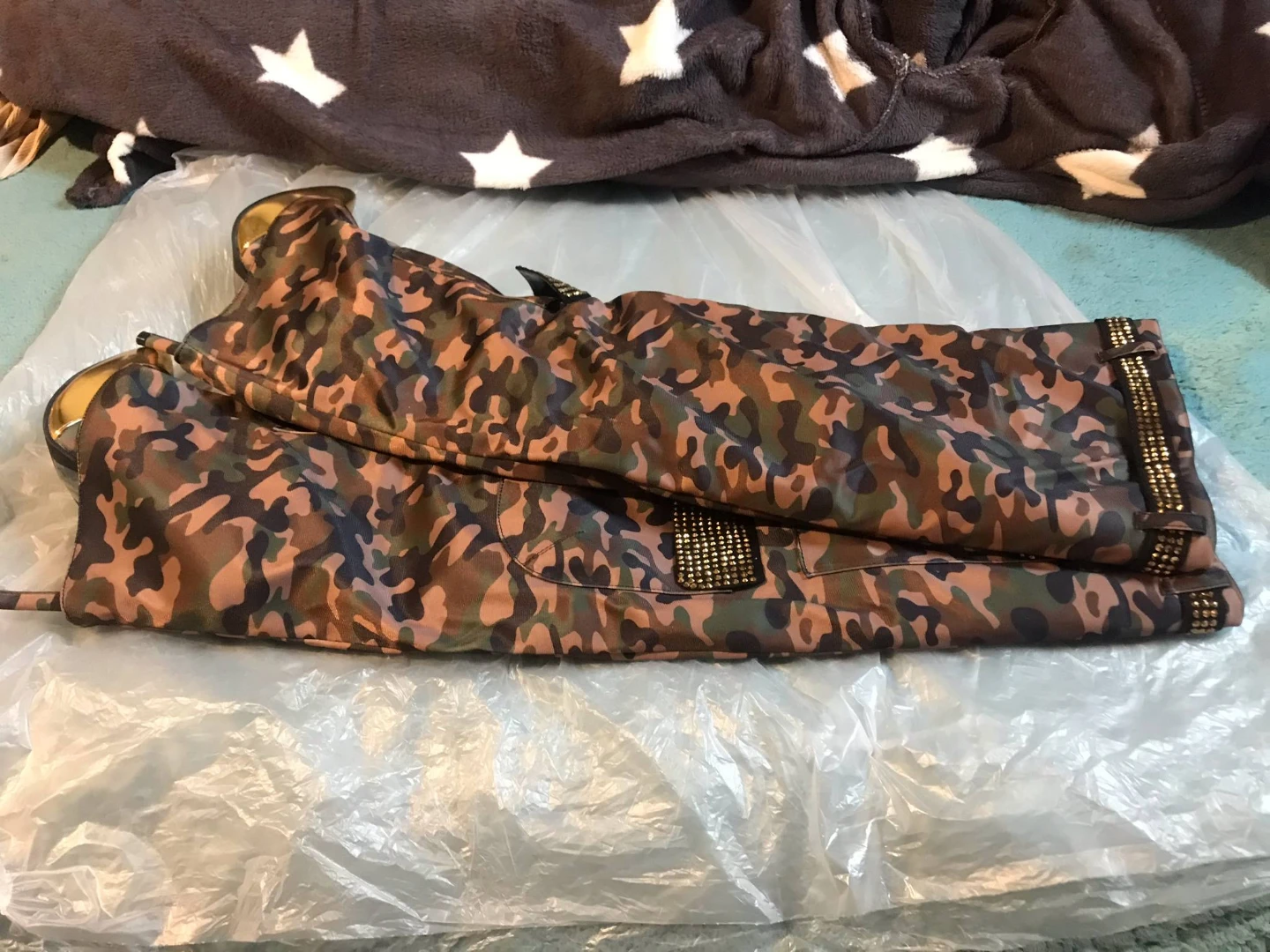 New!!! Camouflage Knee-High Boots with Gold Accents - photo 2