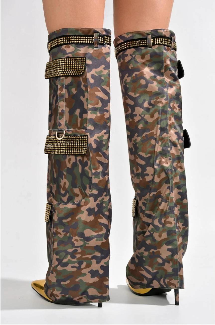 New!!! Camouflage Knee-High Boots with Gold Accents - photo 5