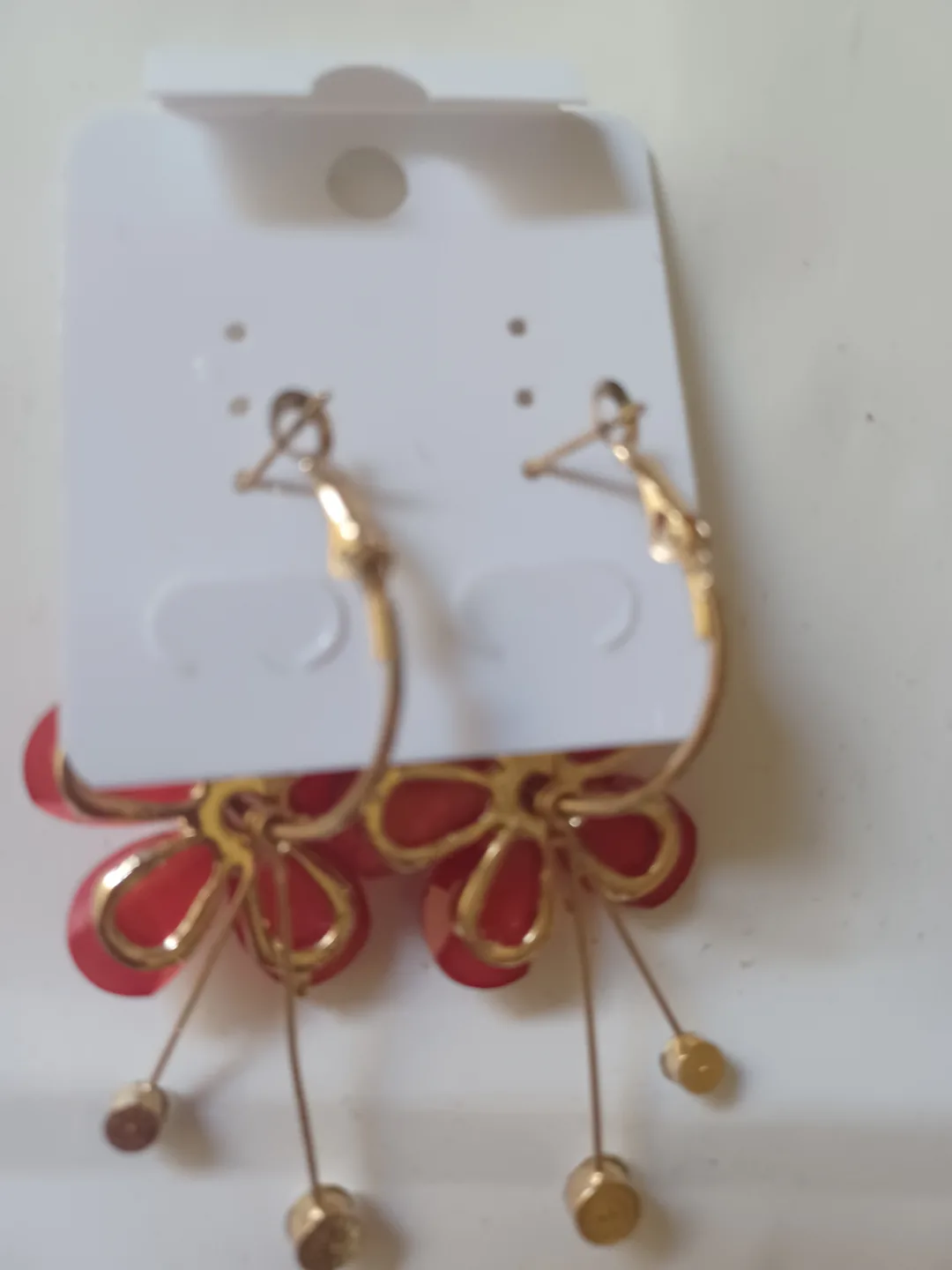 Red Flower Dangle Earrings image indicator(2)