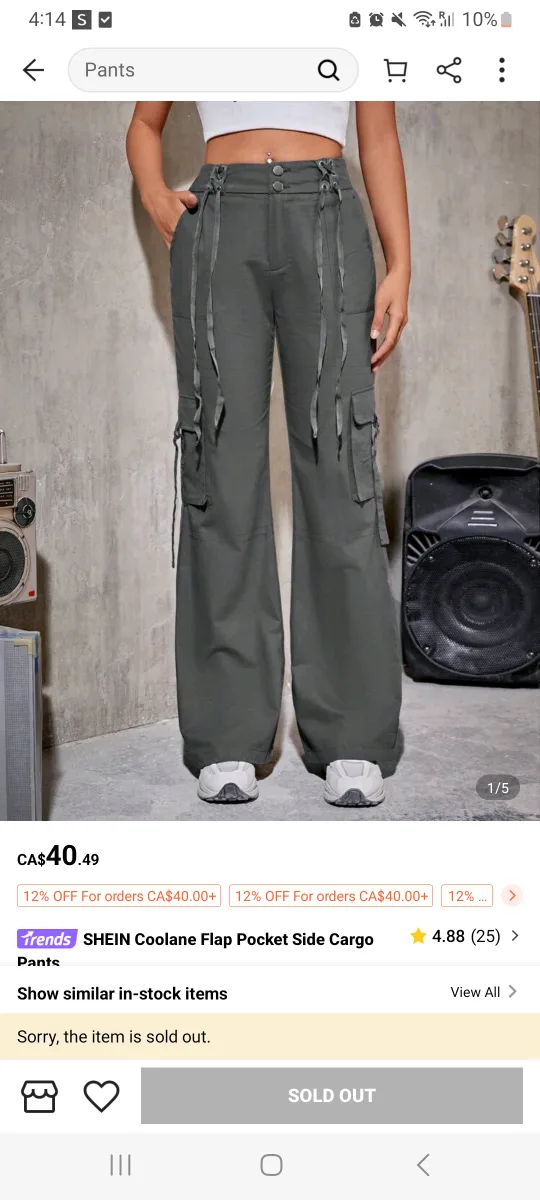 SHEIN Coolane Flap Pocket Side Cargo Pants thumbnail