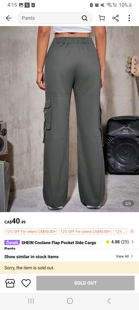 SHEIN Coolane Flap Pocket Side Cargo Pants image indicator(2)