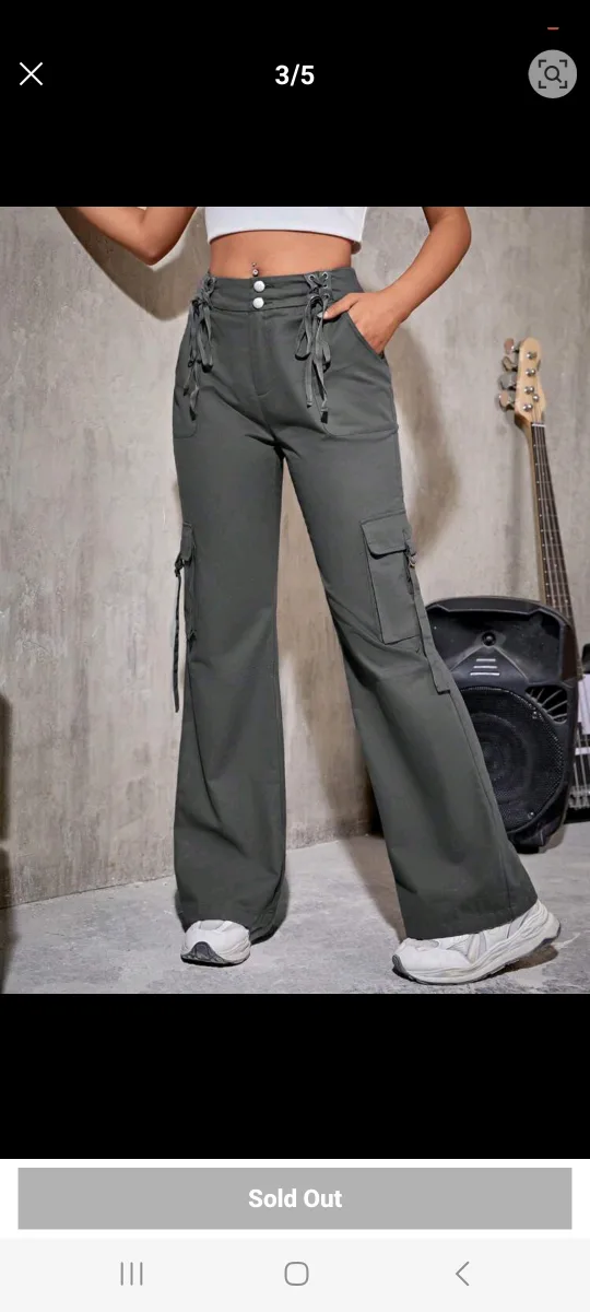 SHEIN Coolane Flap Pocket Side Cargo Pants image indicator(3)
