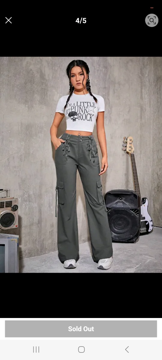 SHEIN Coolane Flap Pocket Side Cargo Pants image indicator(4)
