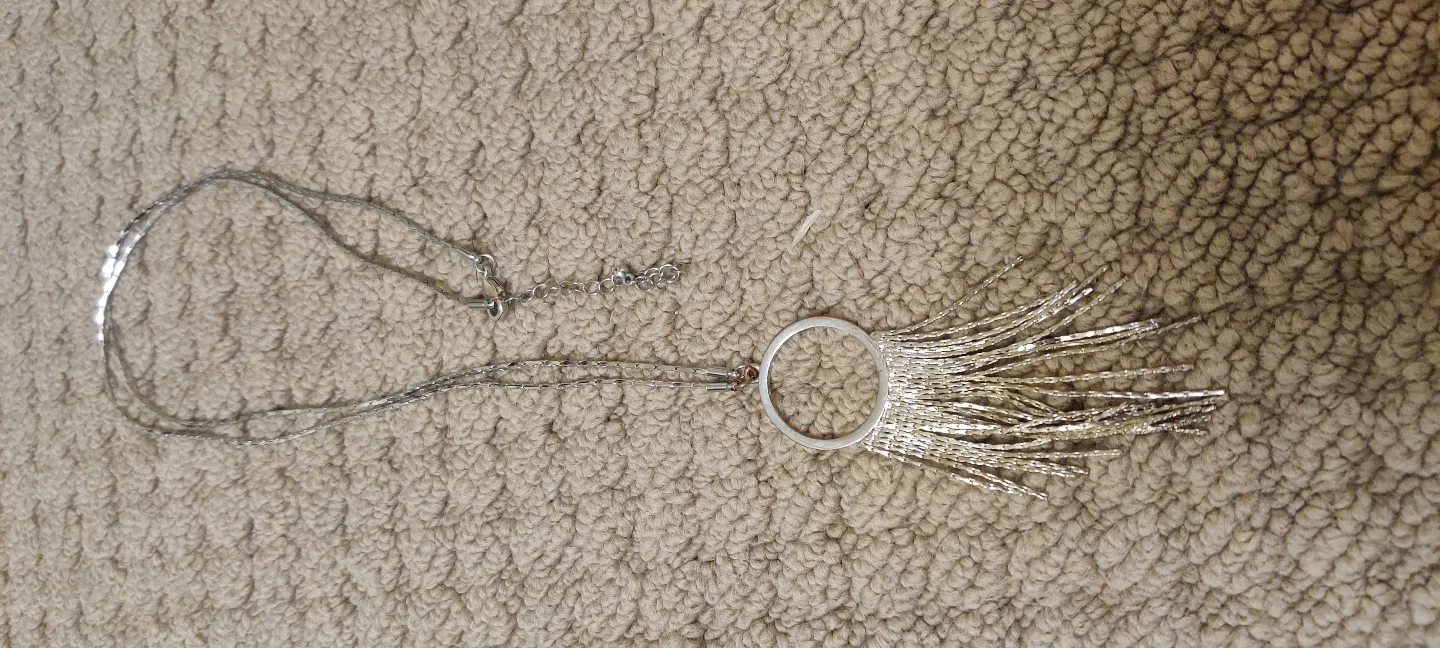 Silver Circle Fringe Necklace image indicator(3)