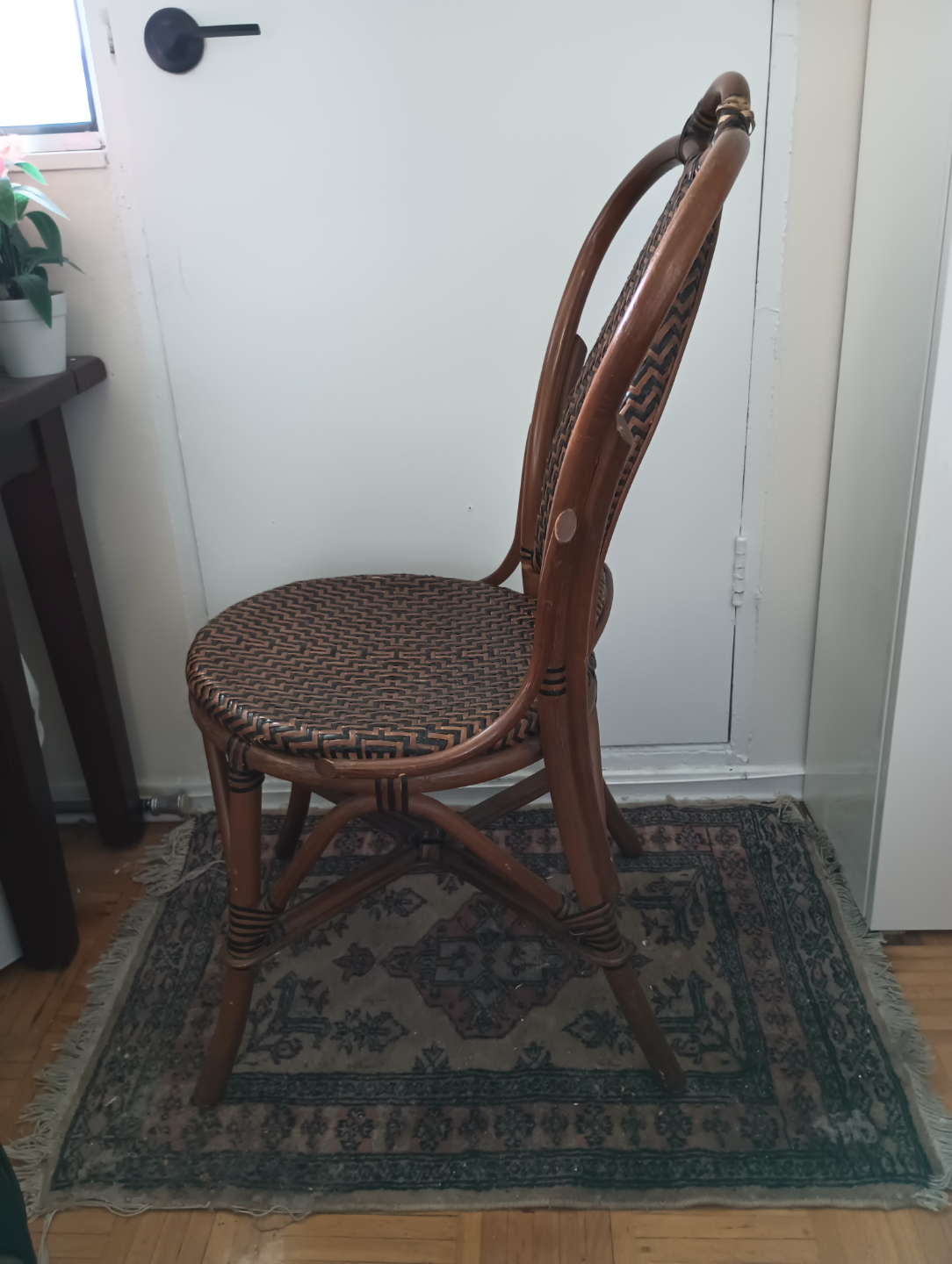 Unique Tightly Woven Small Scale Tan and Black Wicker  Chair - photo 2