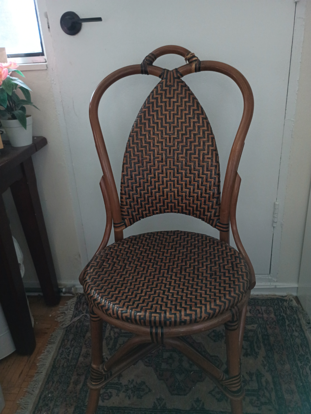 Unique Tightly Woven Small Scale Tan and Black Wicker  Chair - photo 5