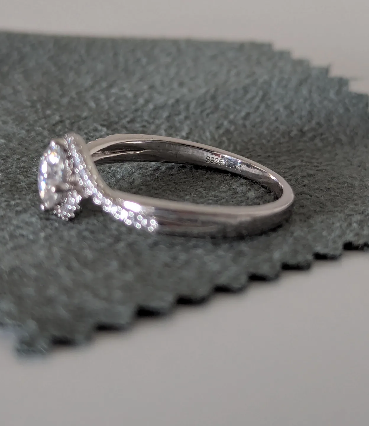 1ct Moissanite Ring 925 Sterling Silver, 14K White Gold Plated image indicator(4)