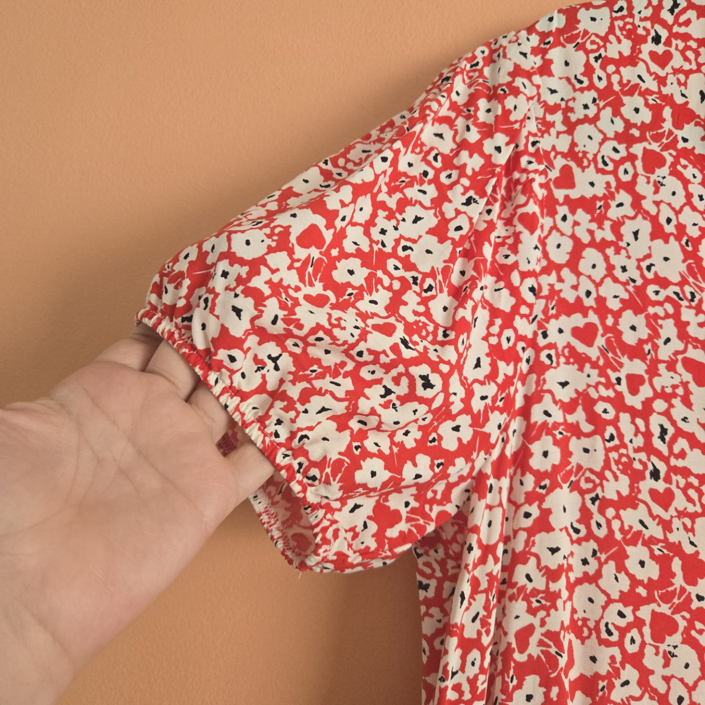 Zara Red and White Floral Midi Dress - Size Large - photo 4