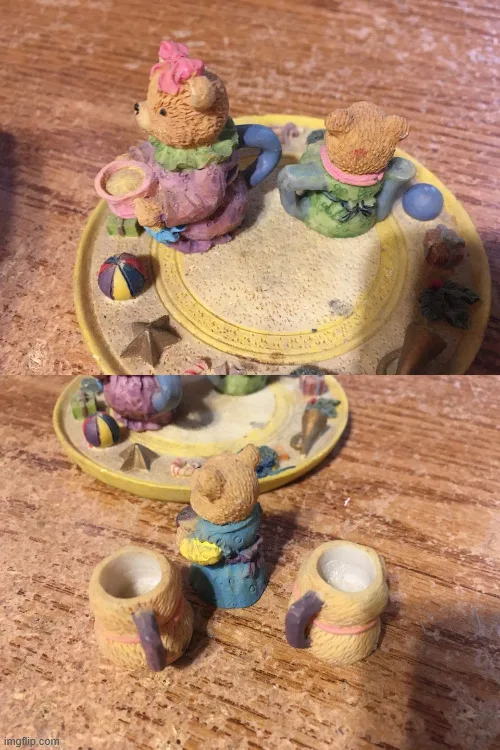 Collectible Bear family Christmas Figurines mini tea set image indicator(4)