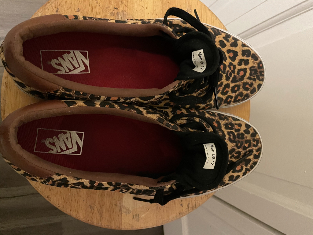 Vans Era 59 Leopard Print Orange Brown Leather Sz 12 Men’s - photo 2