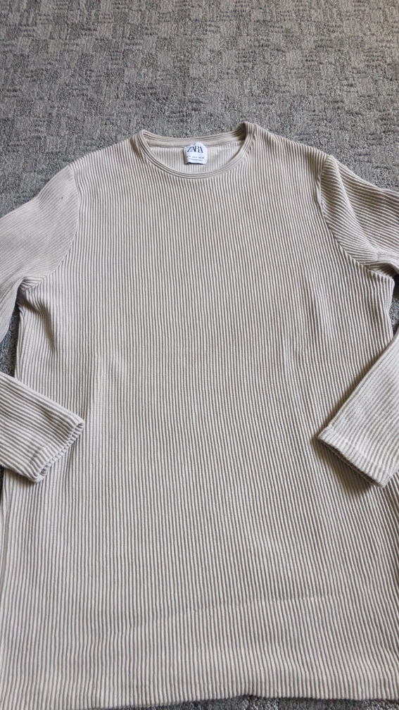 Men's Zara Beige Ribbed Knit Long Sleeve Sweater - photo 2