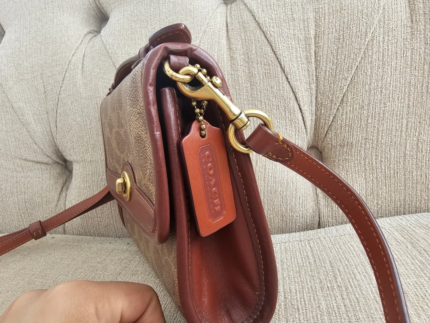 Coach Brown Signature Canvas and Leather Crossbody Bag image indicator(2)