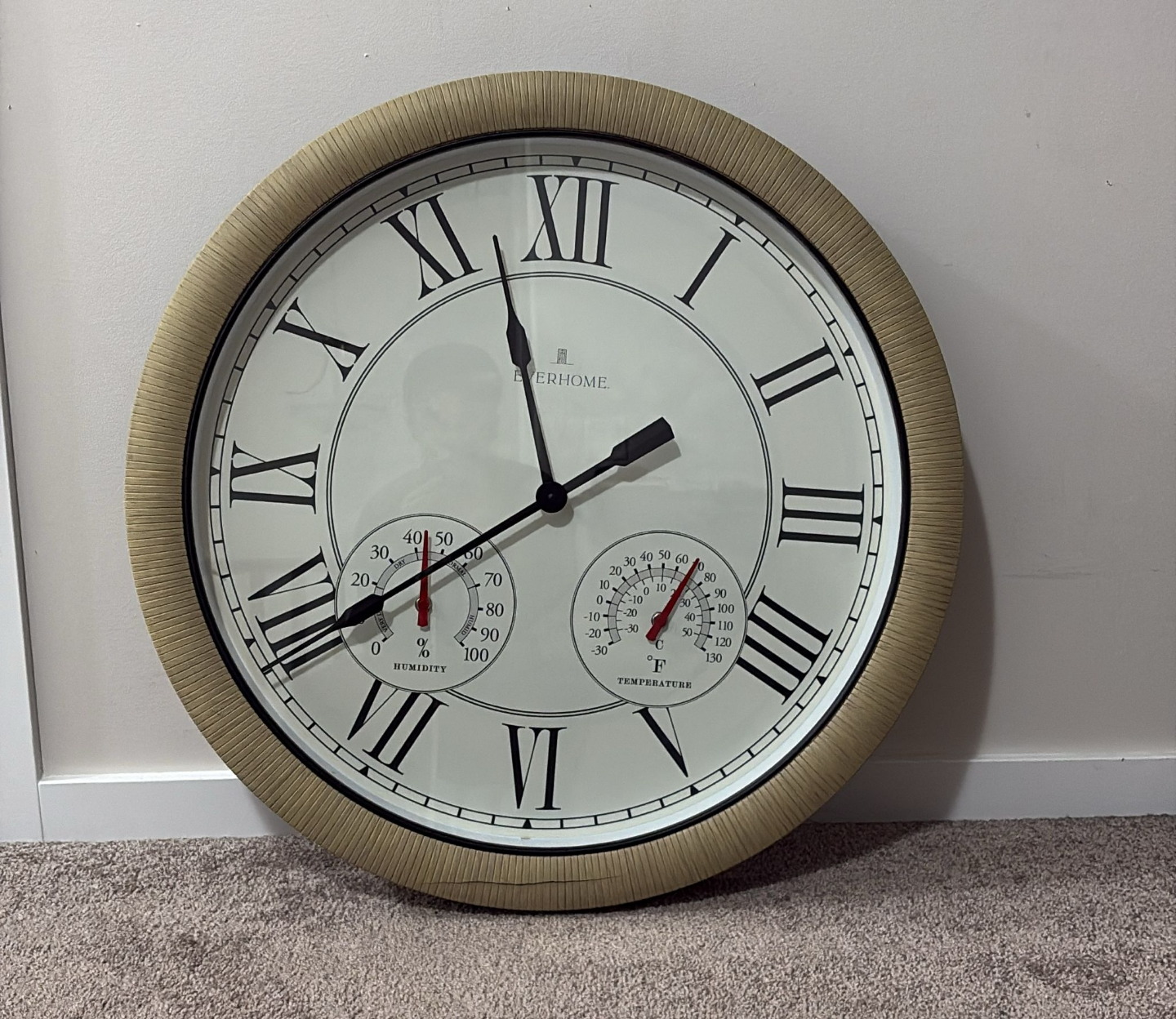 Large Beige Roman Numeral Wall Clock