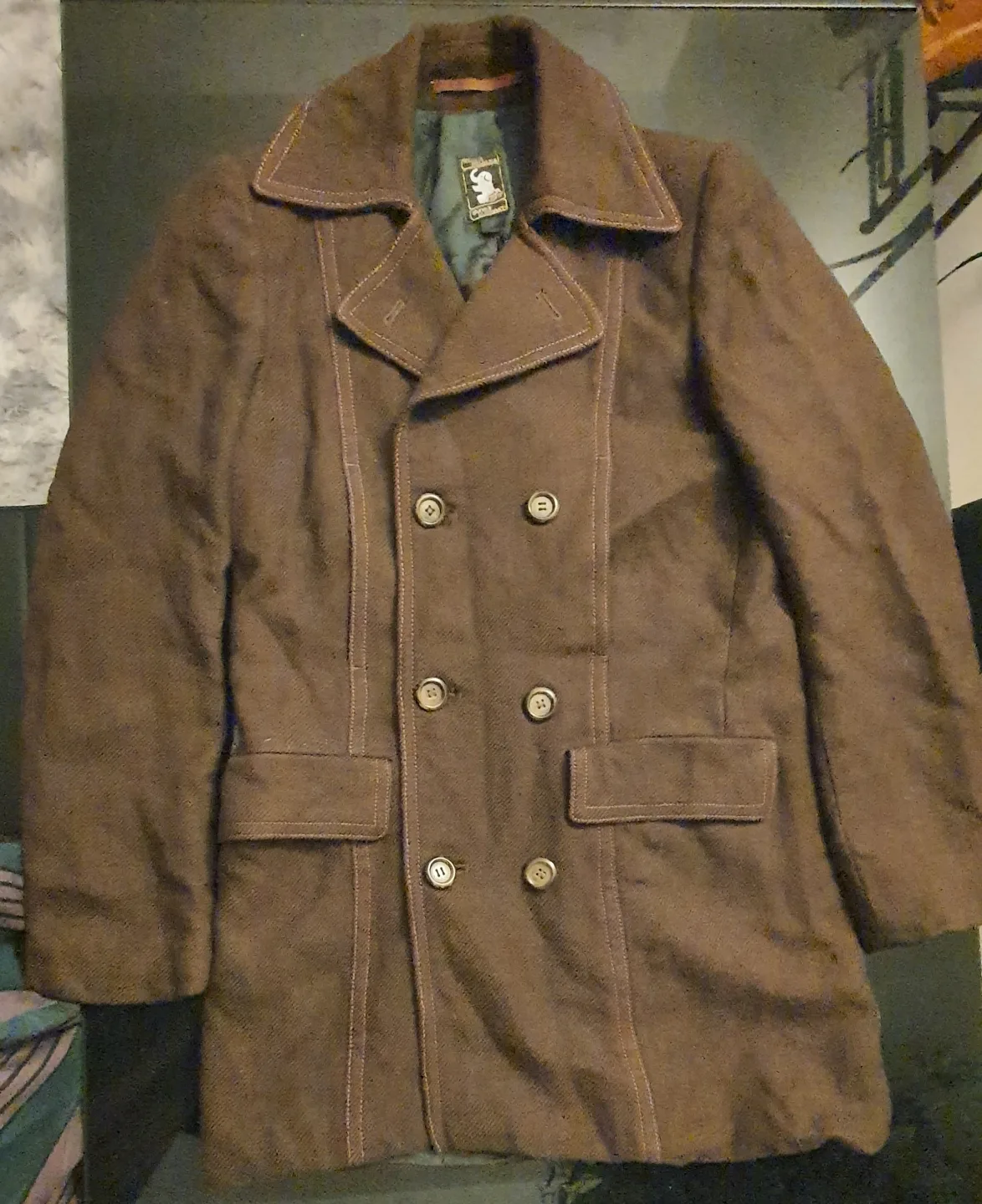 Vintage Elefanten Double-Breasted Peacoat thumbnail