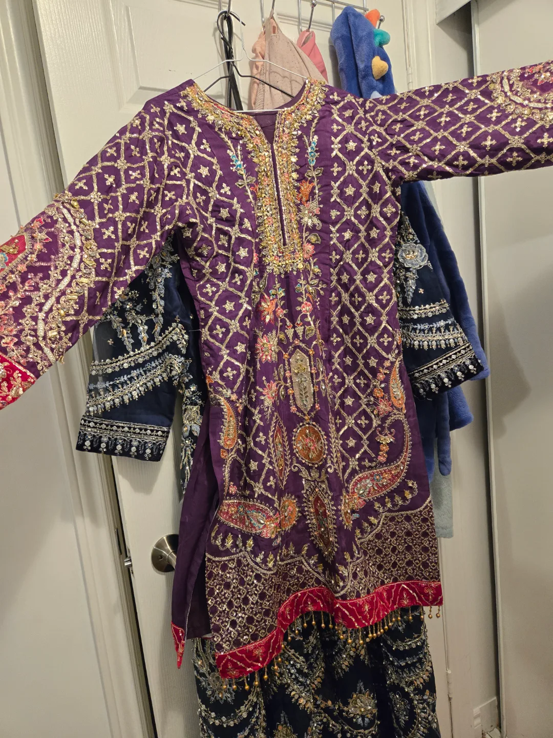 Pakistani Maria b designer shirt and lehenga fancy eid dress image indicator(2)