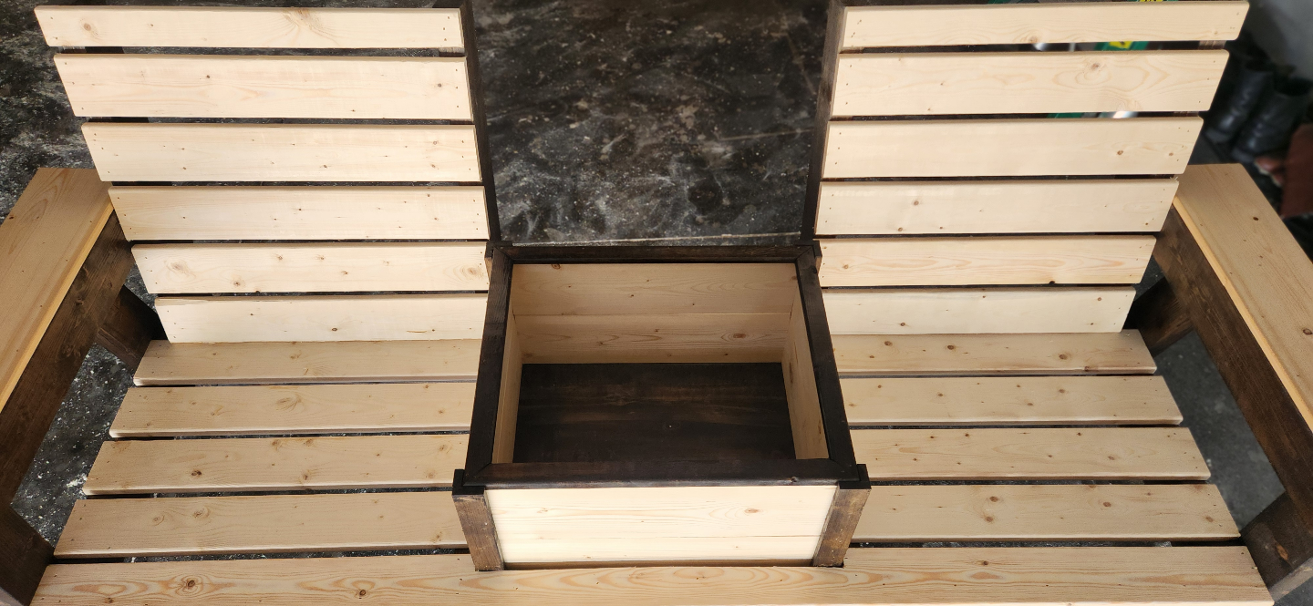 Wooden Love Seat with Storage - photo 2