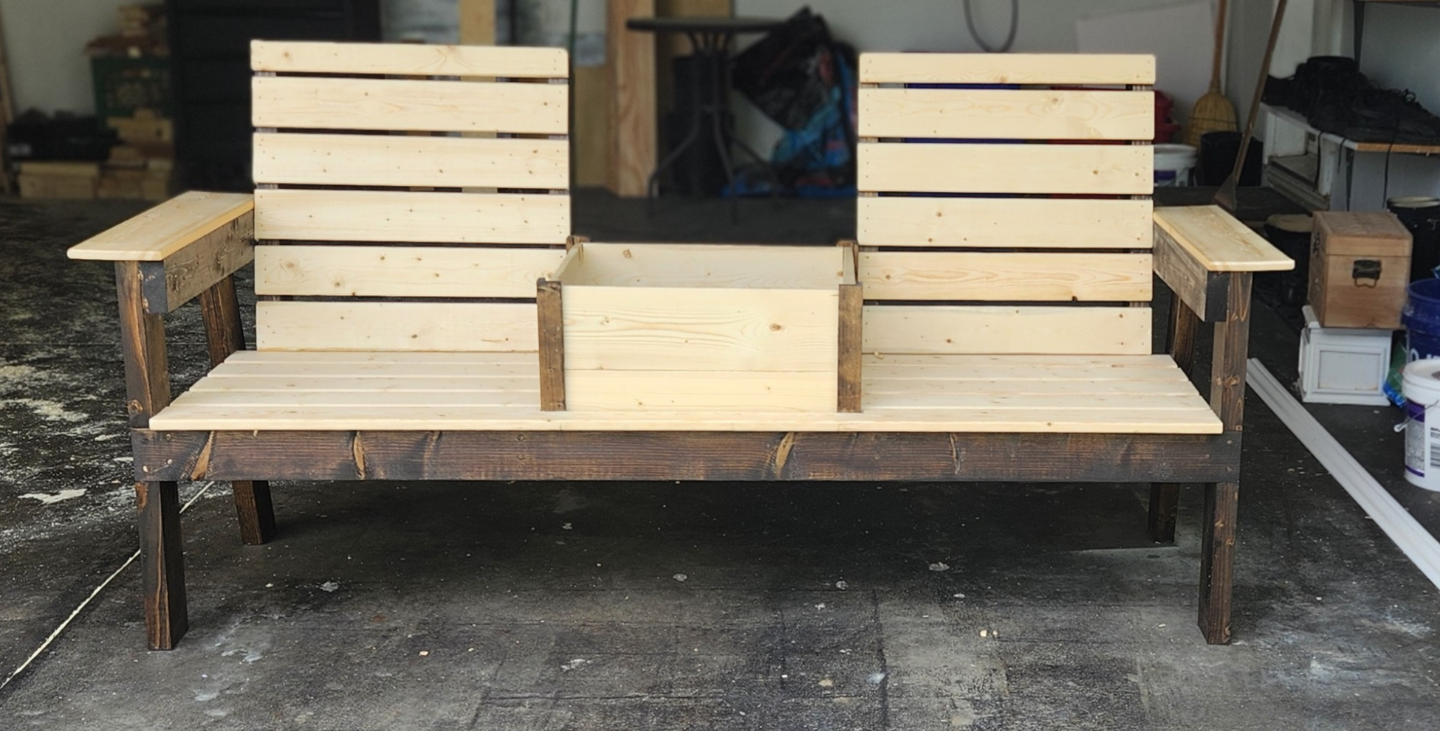 Wooden Love Seat with Storage - photo 3