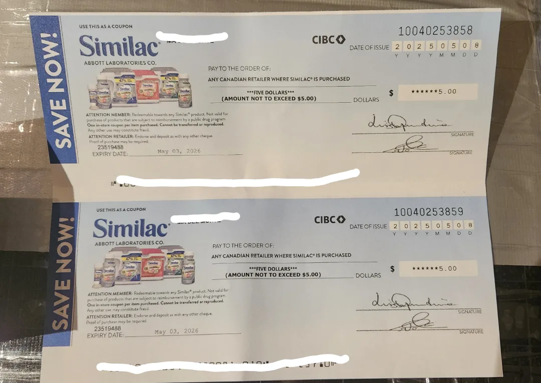 Two Similac $5.00 CIBC Coupons #freecycle thumbnail