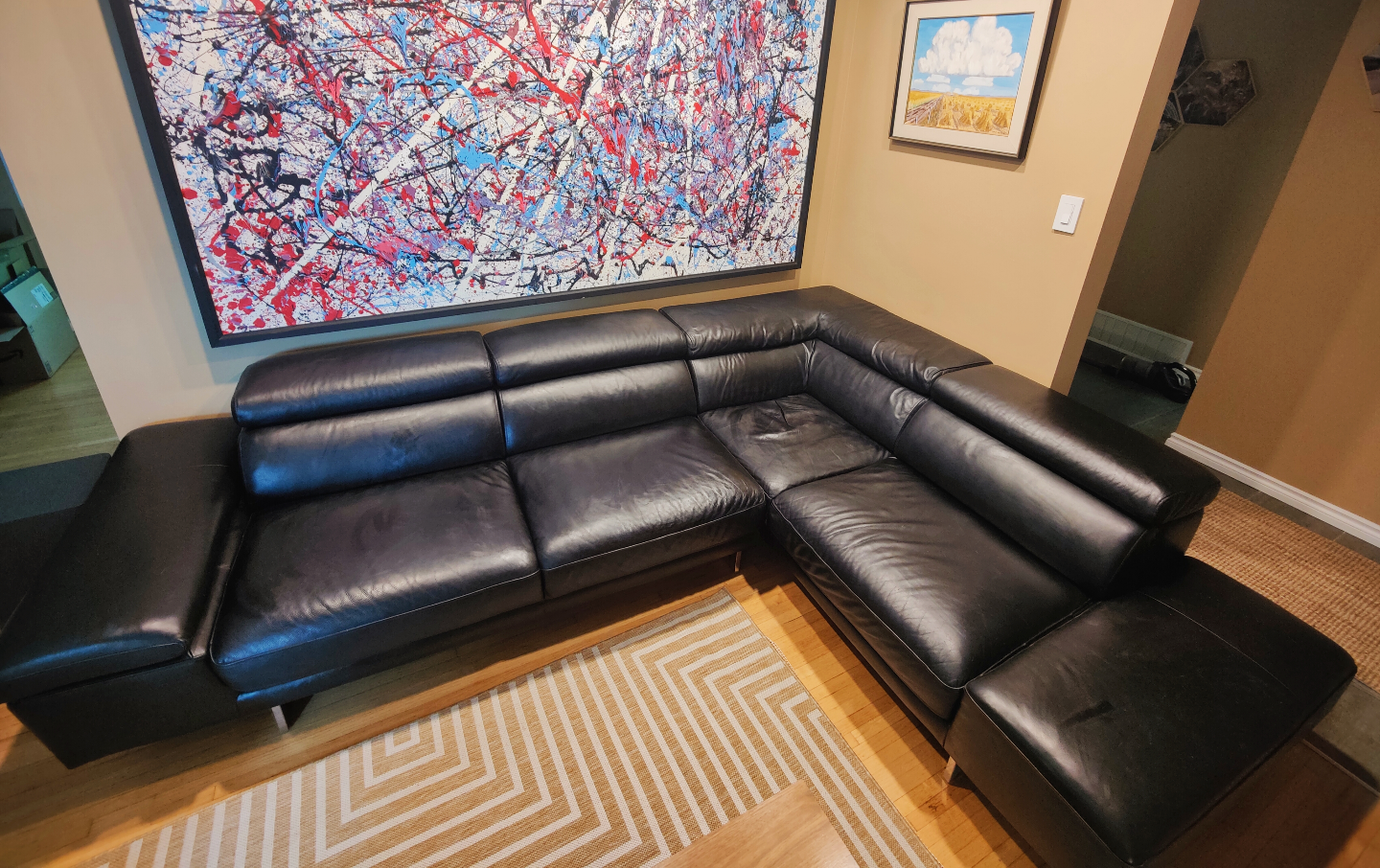 Black Leather sectional sofa