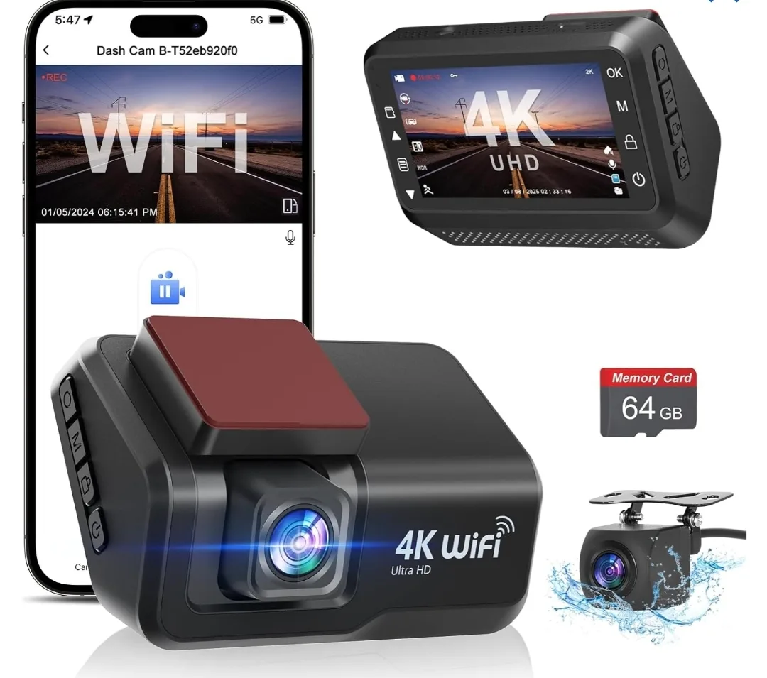 4K Ultra HD Dash Cam with WiFi and Parking Monitor thumbnail