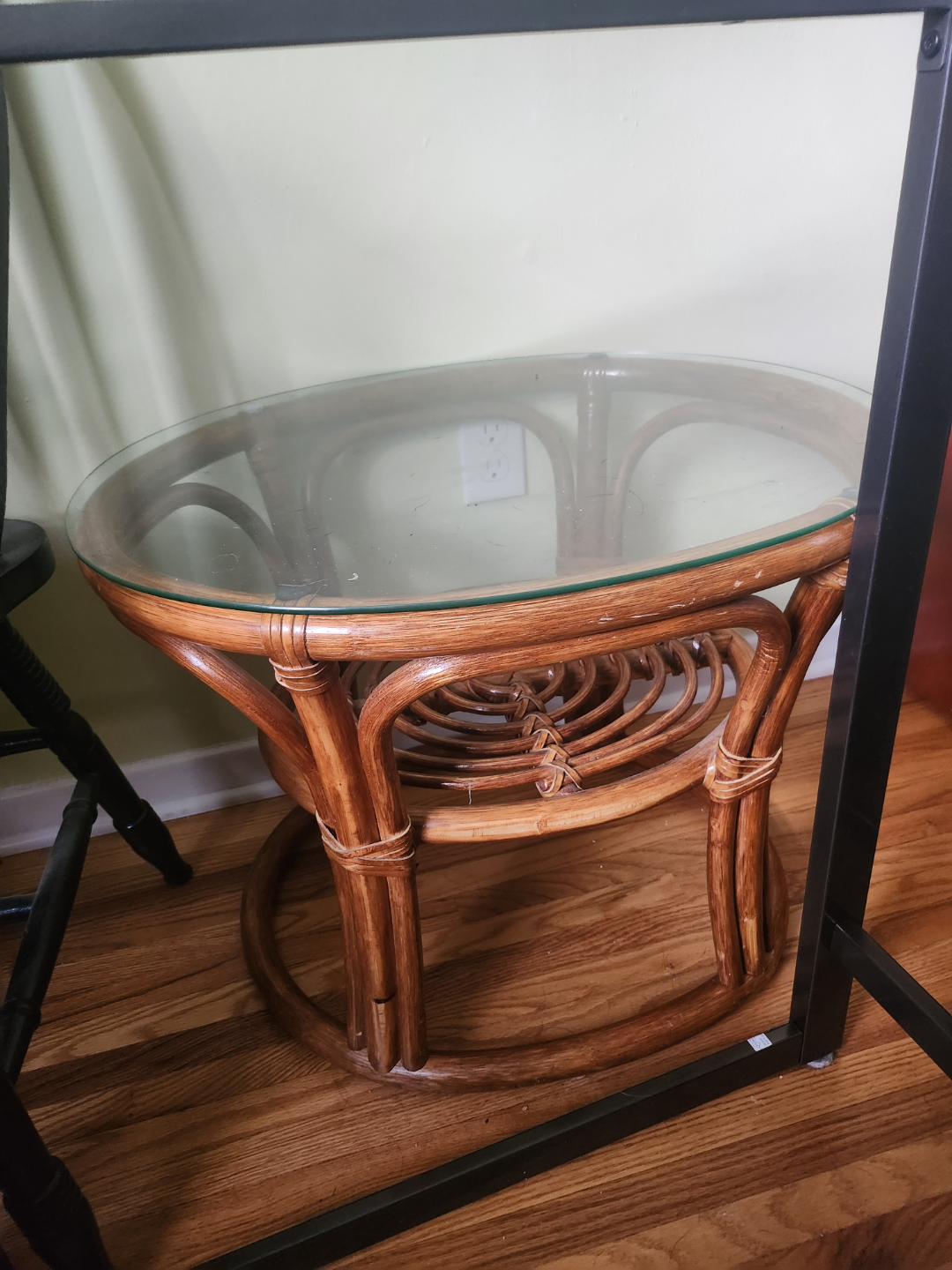 Bamboo and Glass Side Table