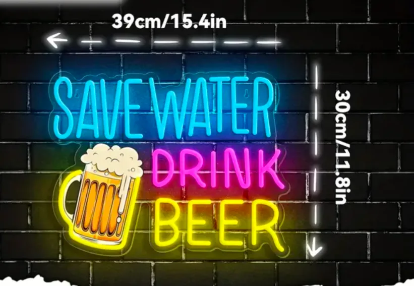 Save Water Drink Beer Neon Sign thumbnail