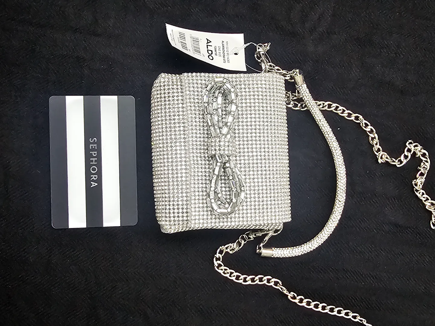 BNWT Aldo Silver Rhinestone Crossbody Bag image indicator(3)