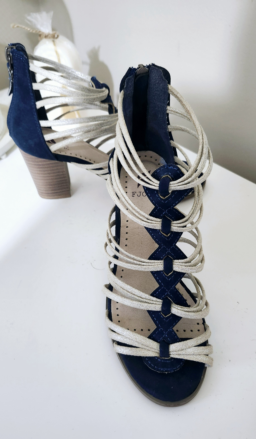 European 36 Navy Women's Strappy Heels - photo 2
