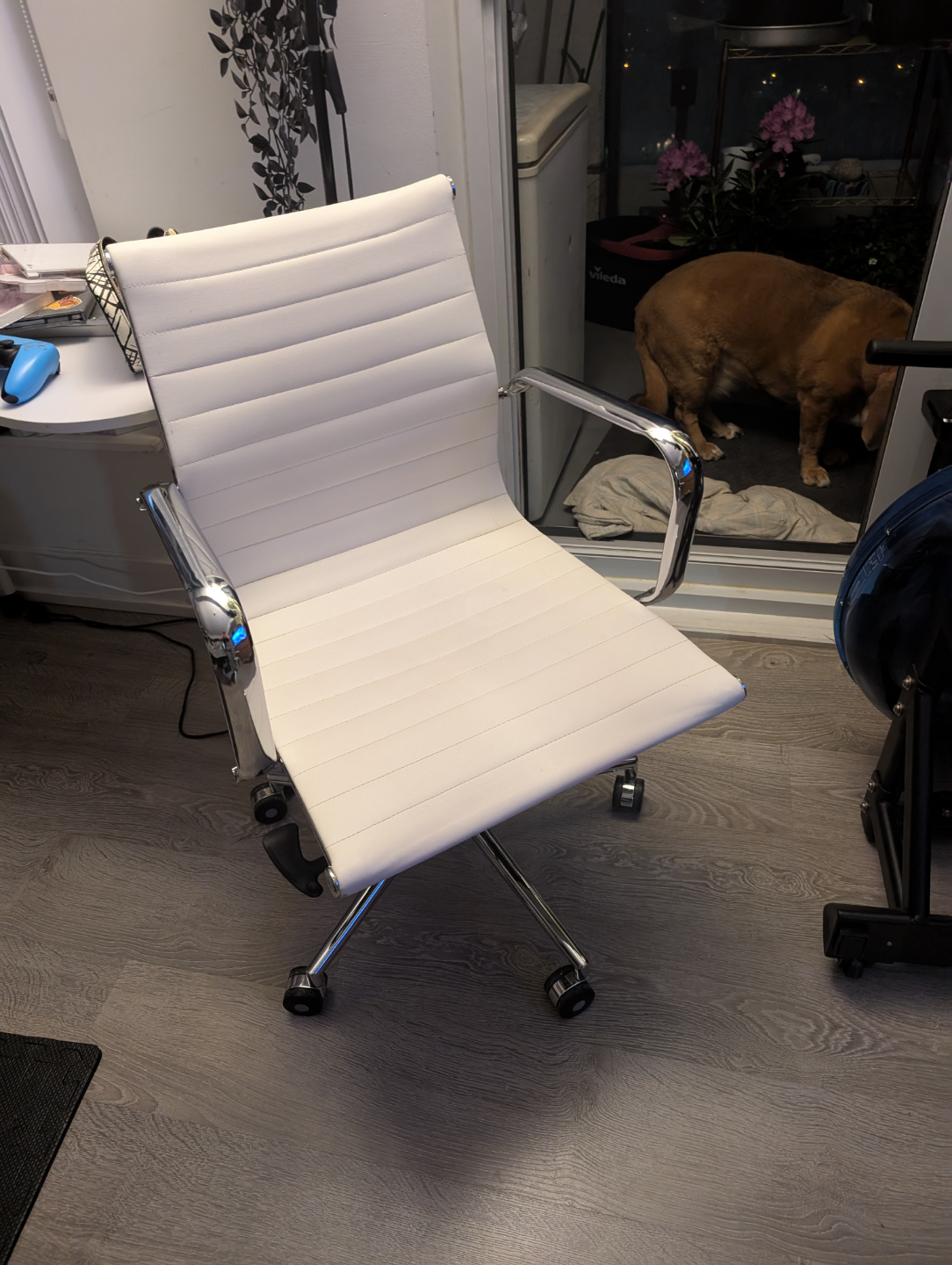 White Office Chair with Chrome Base