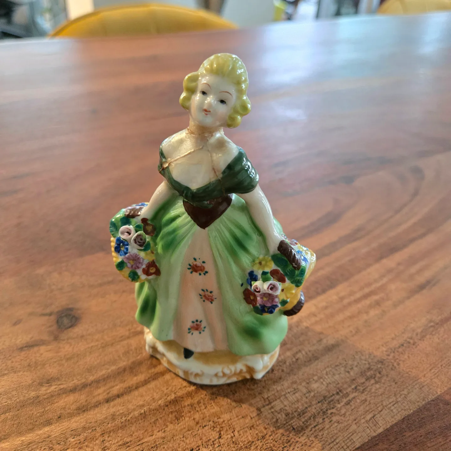 Vintage Porcelain Figurine of Lady with Flowers thumbnail