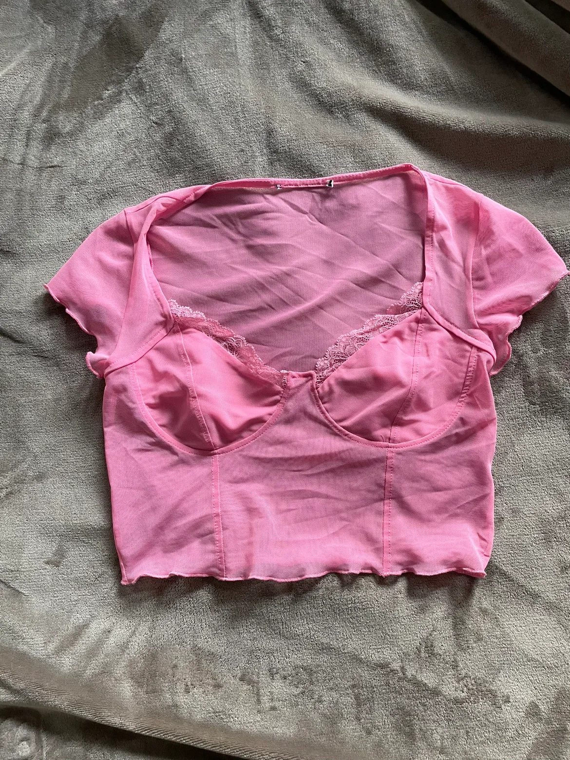 Cropped Pink Mesh Shirt thumbnail
