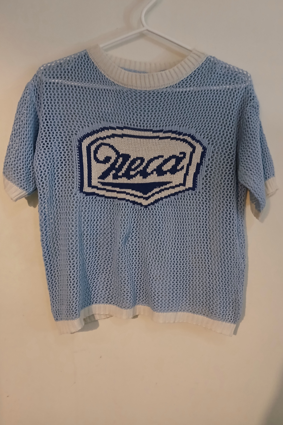 Light Blue Knitted Short Sleeve Top - photo 5