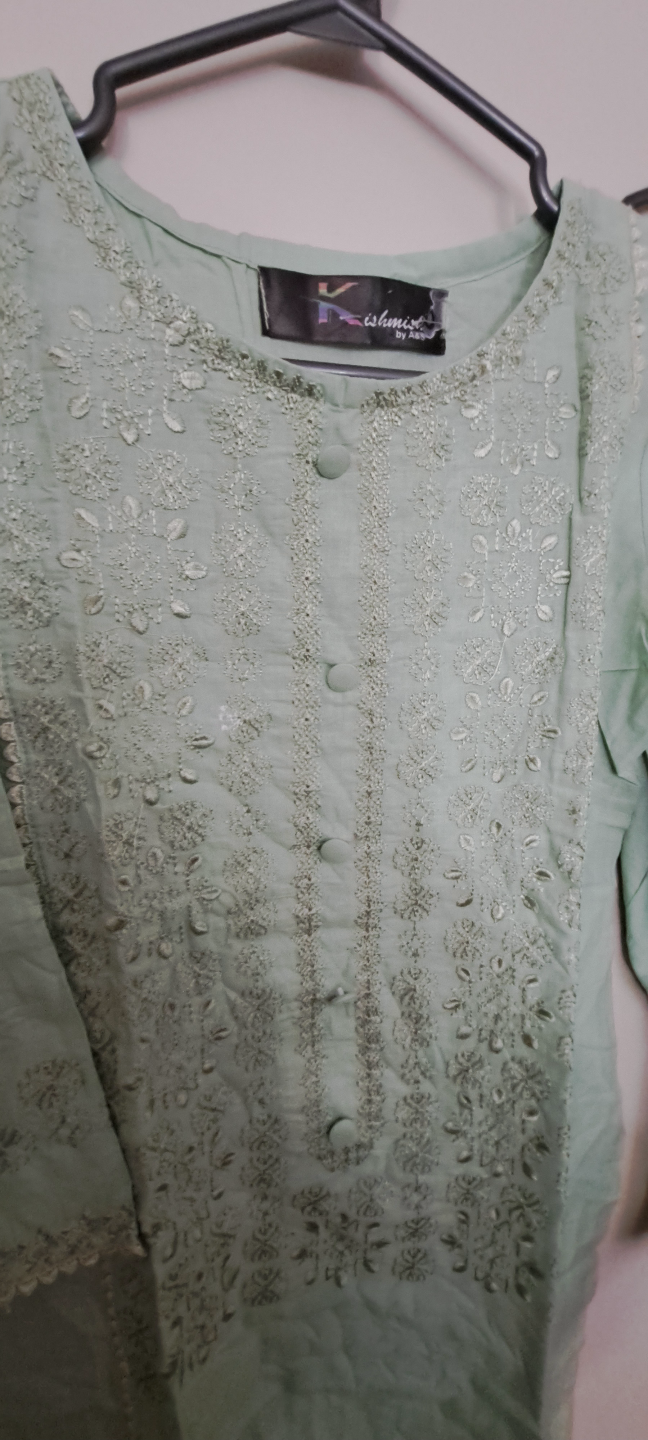 Elegant Mint Green Embroidered Shalwar Kameez - photo 2