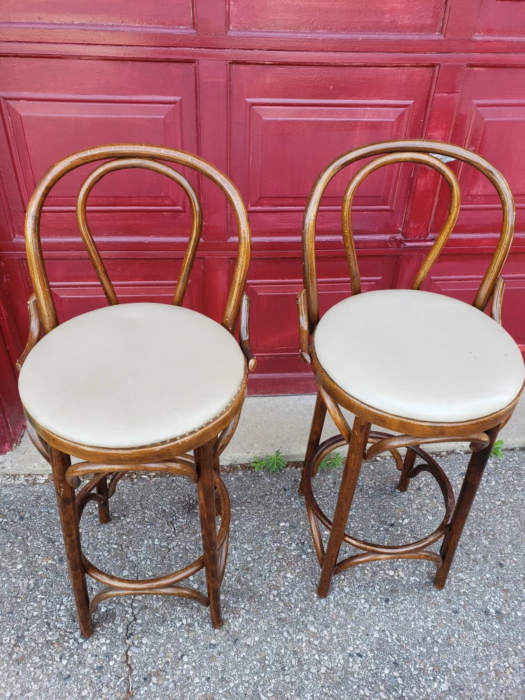 Pair of Vintage Wooden Bar Stools