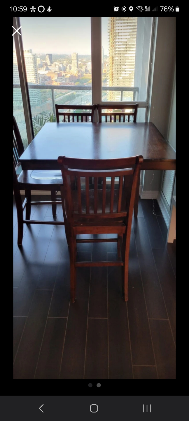 Hardwood Square dining table with four chairs - photo 2