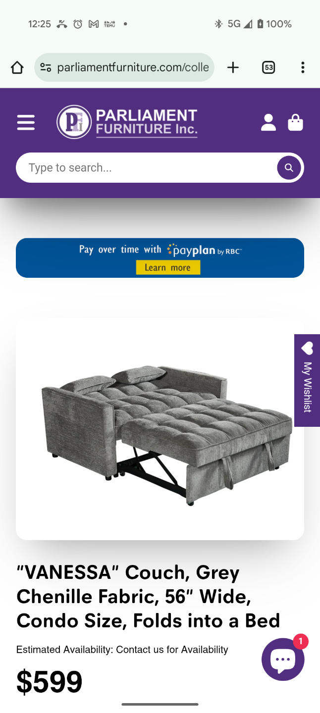 Parliament Furniture Vanessa Sofa Bed - Grey Chenille - photo 2