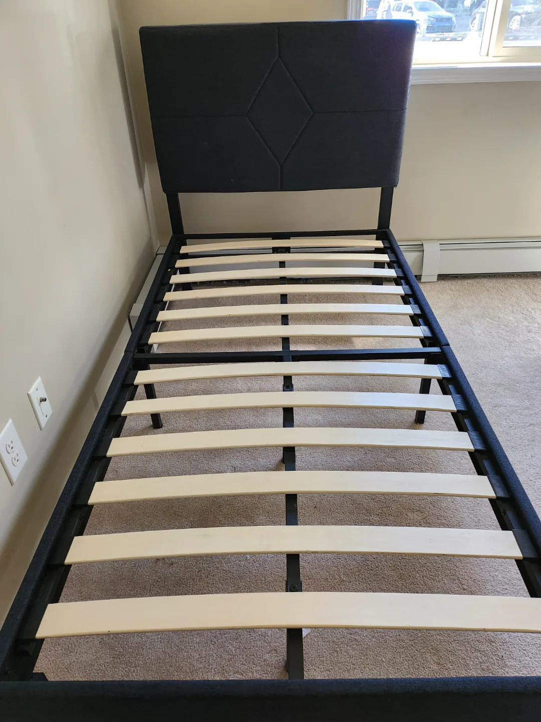 Twin-Size Upholstered Bed Frame mattress included not pictured thumbnail