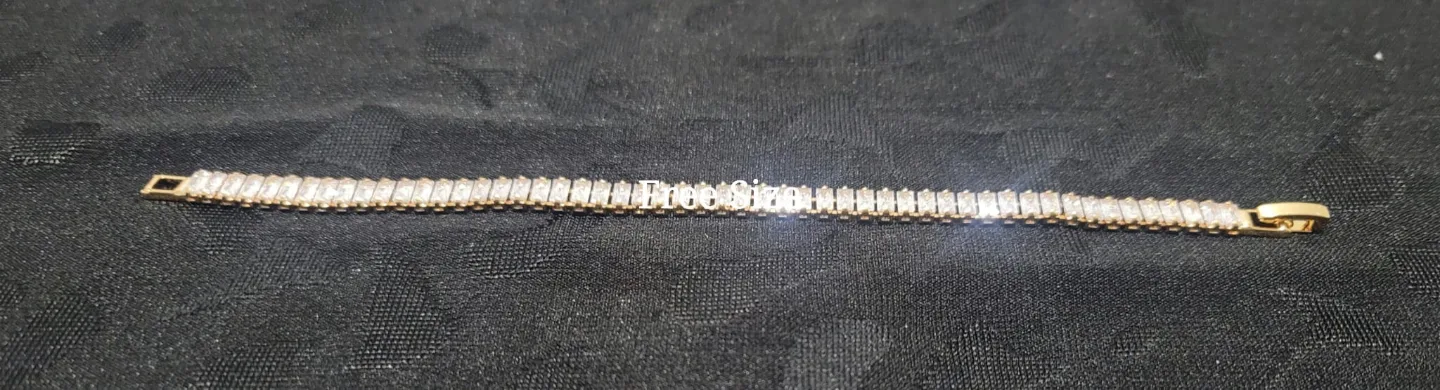 Gold baguette CZ Tennis Bracelet - Free Size image indicator(2)
