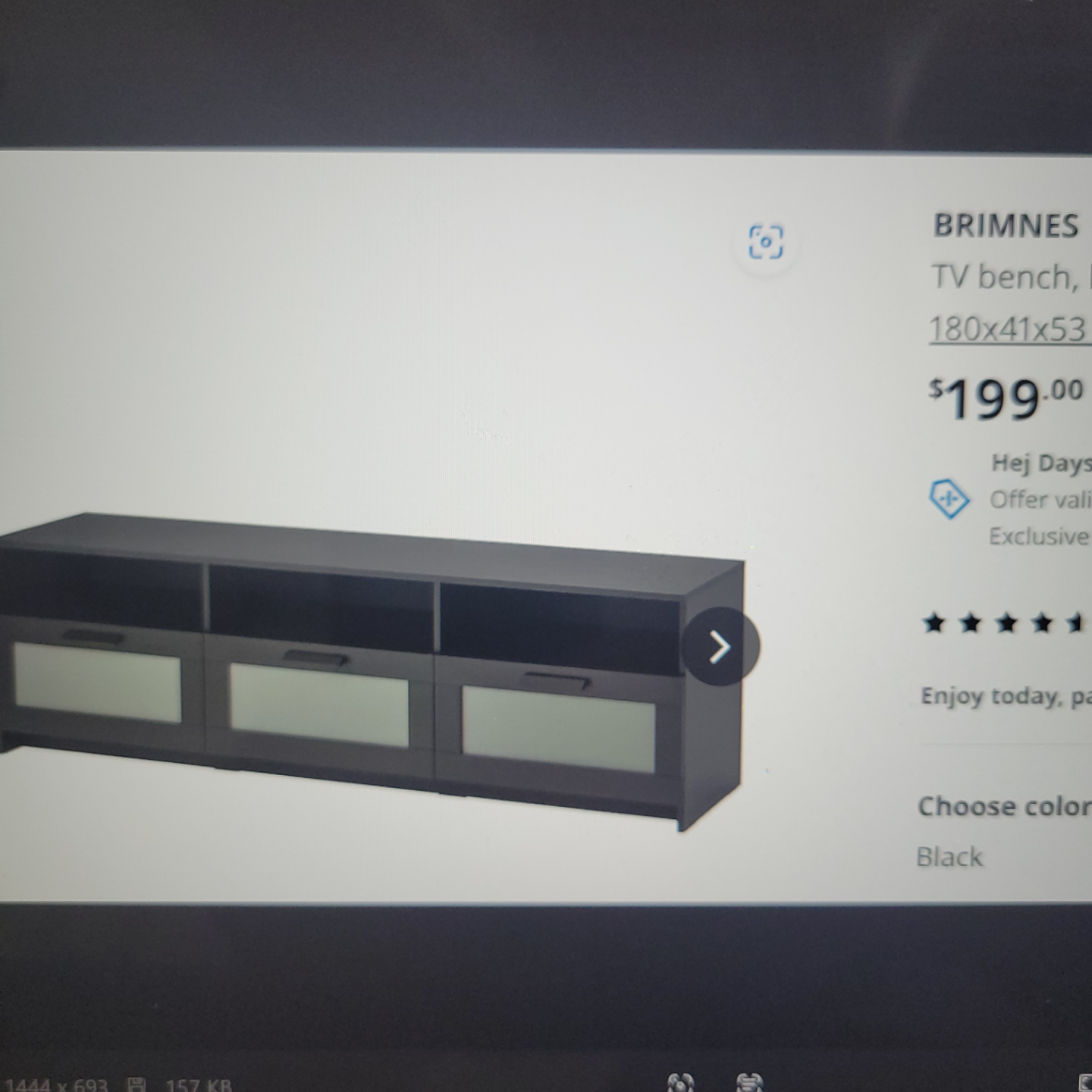 IKEA BRIMNES Black TV Bench - photo 2