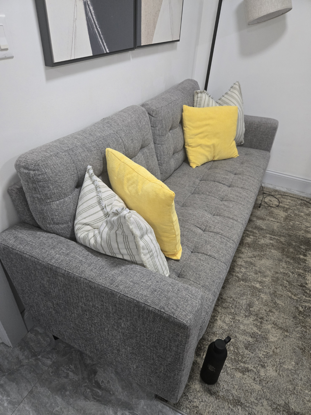 Gray Sofa with Button Tufting - photo 2